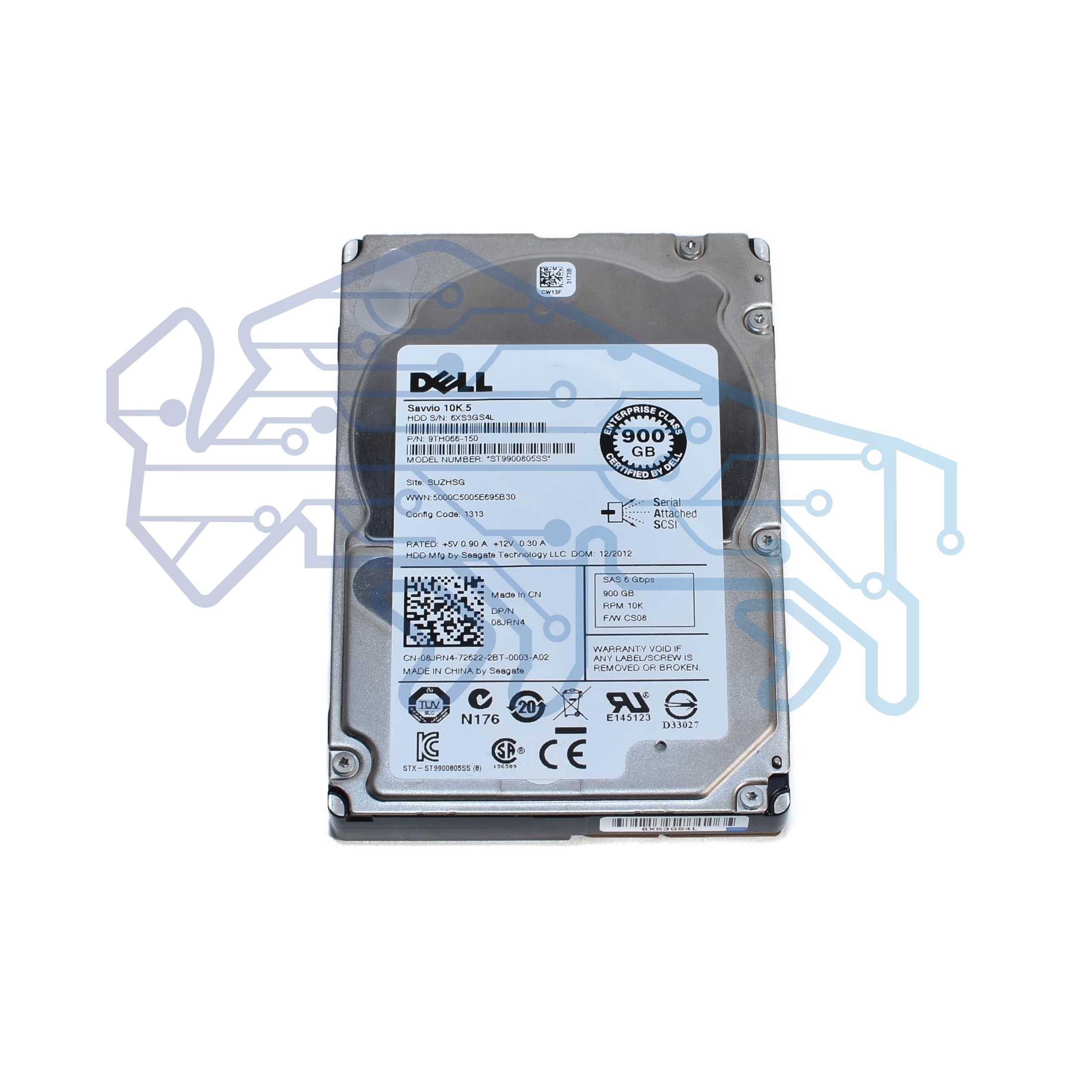 8JRN4 Disco Duro Dell 900-GB 6G 10K 2.5 SAS w/G176J